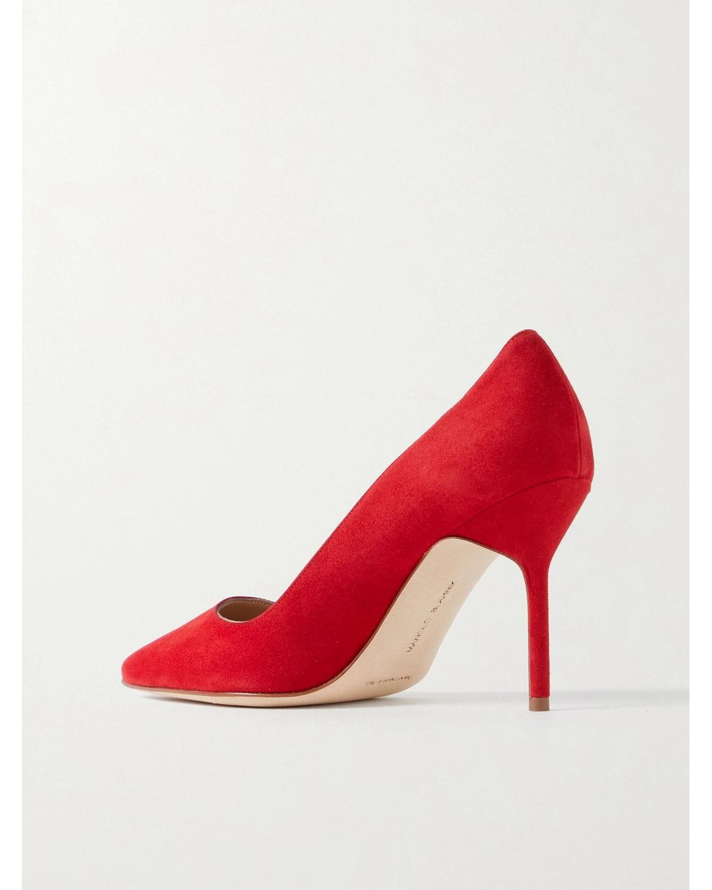 Manolo Blahnik Red Bb 90 Suede Pumps