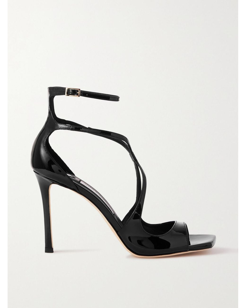 Jimmy Choo White Azia 95 Patent-Leather Sandals