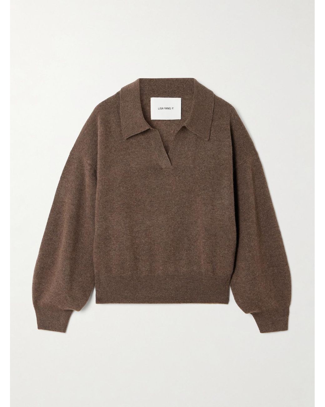 Lisa Yang Brown Katriel Cashmere Polo Sweater