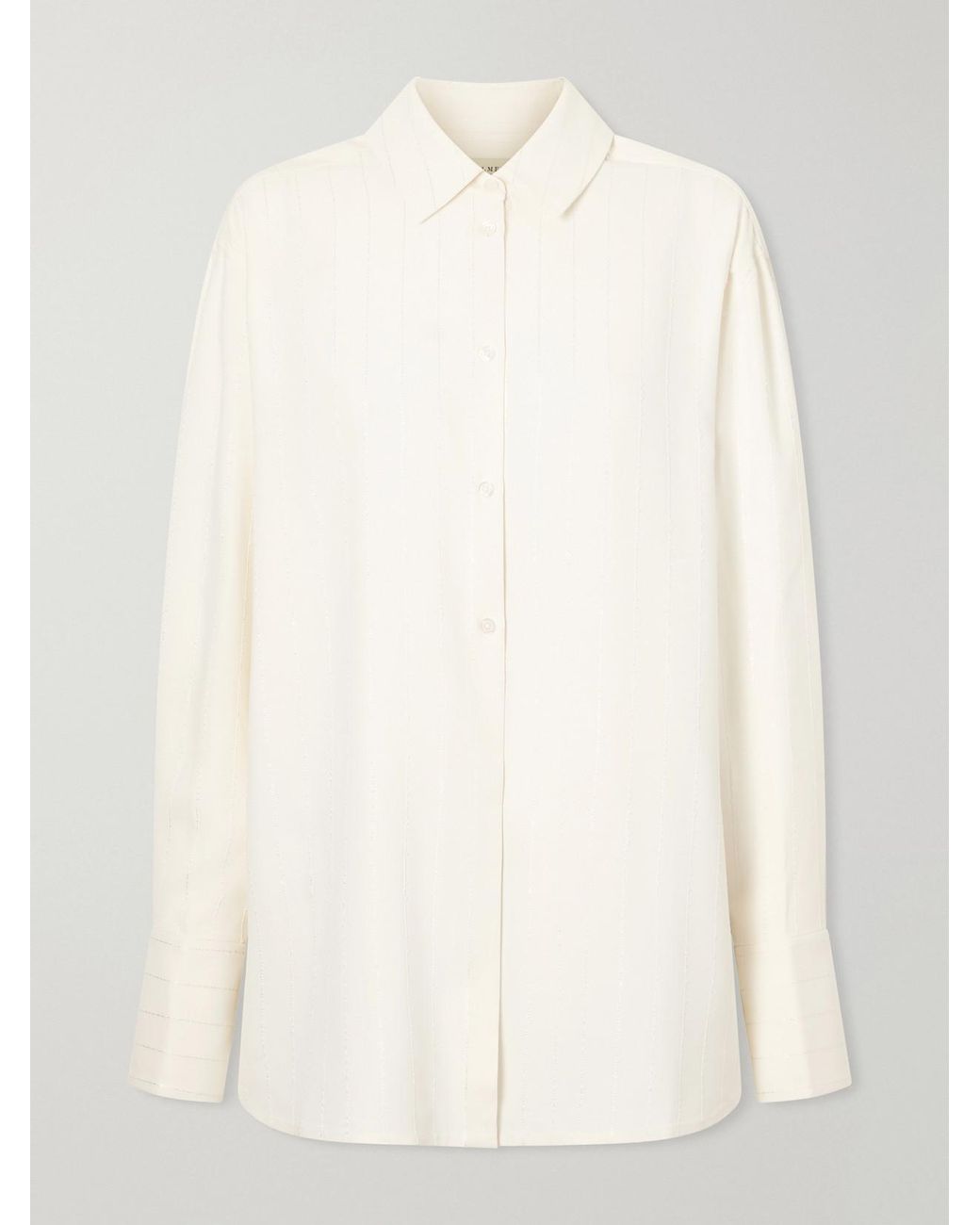 Kallmeyer Natural Mollie Sequin-Embellished Striped Twill Shirt