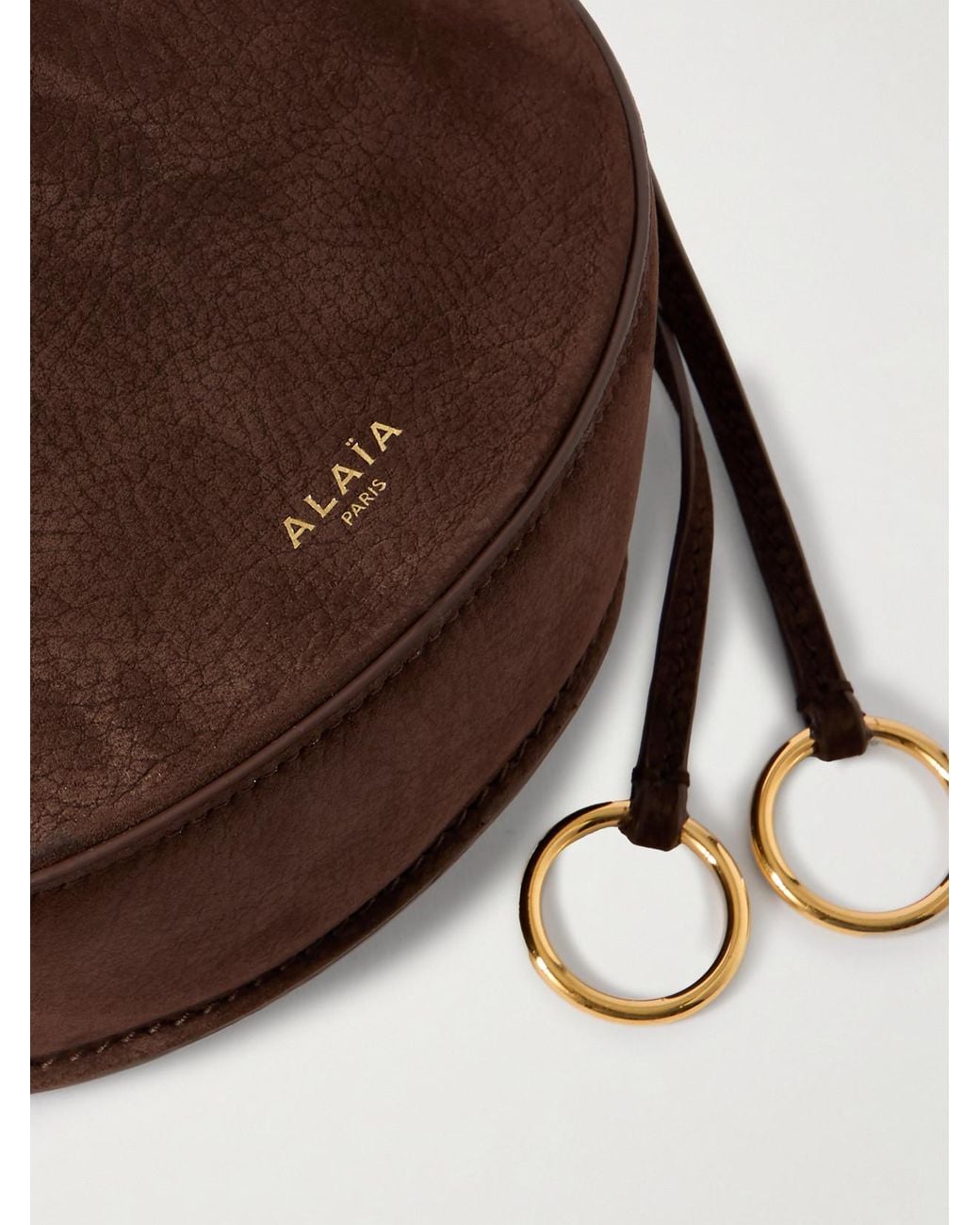 Alaïa Brown Le Click Leather-Trimmed Nubuck Shoulder Bag