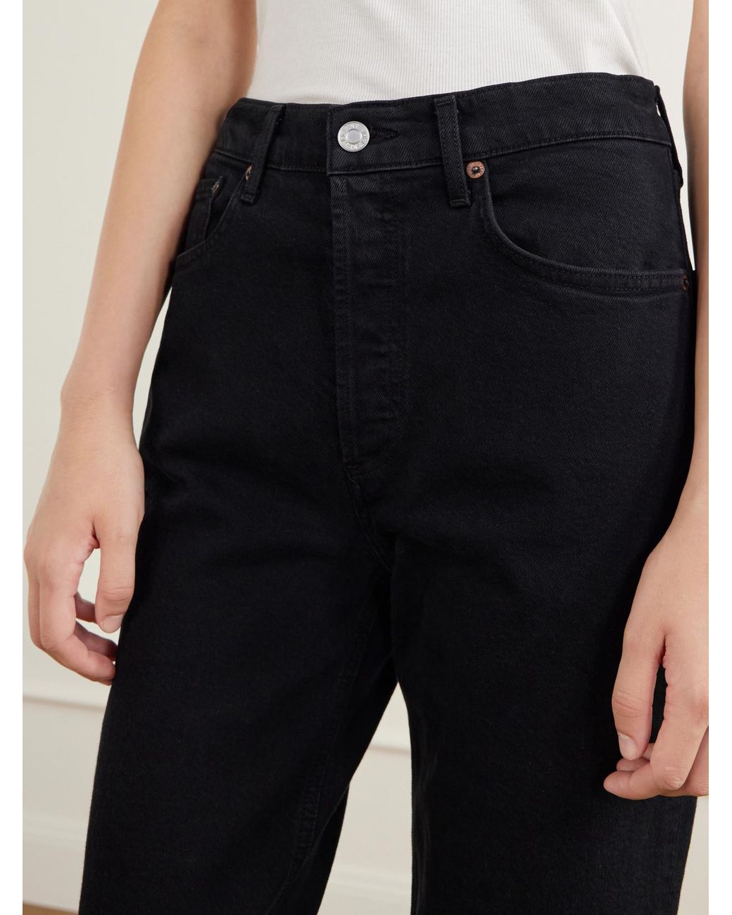 Agolde Blue Lana Mid-Rise Straight-Leg Jeans