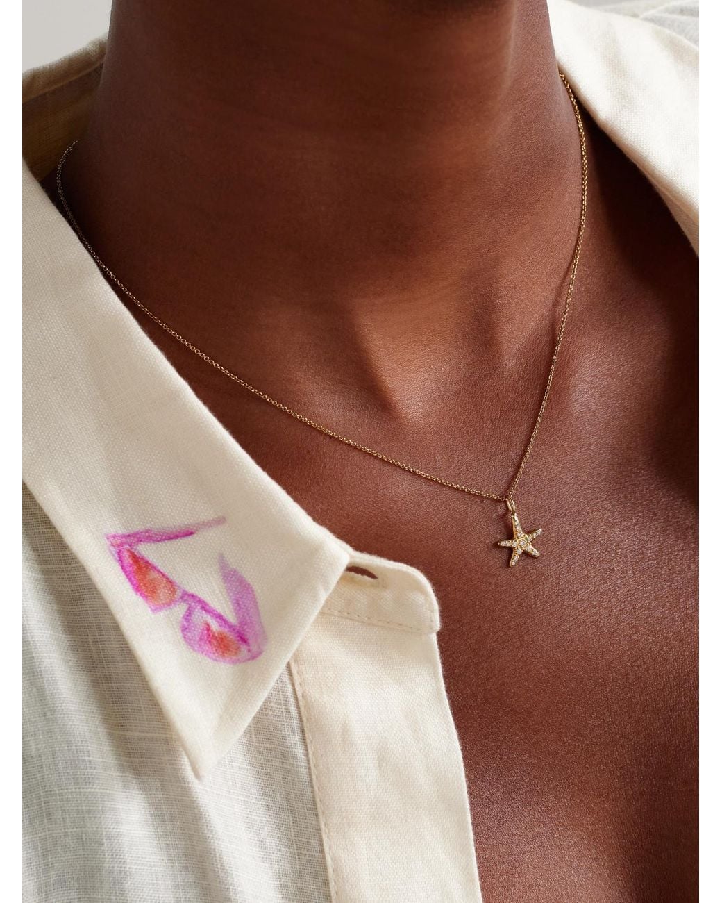 Sydney Evan White Starfish 14-Karat Diamond Necklace