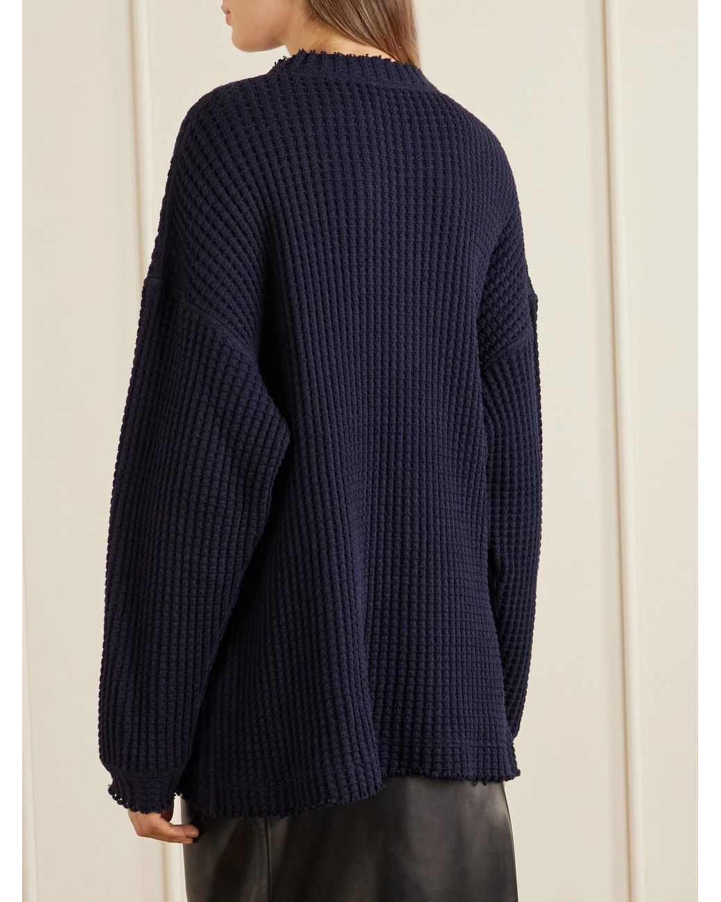 Khaite Blue Dylan Waffle-Knit Cotton Sweater