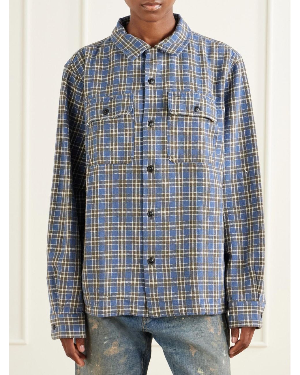 RRL Blue Matlock Camp Checked Cotton-Twill Shirt