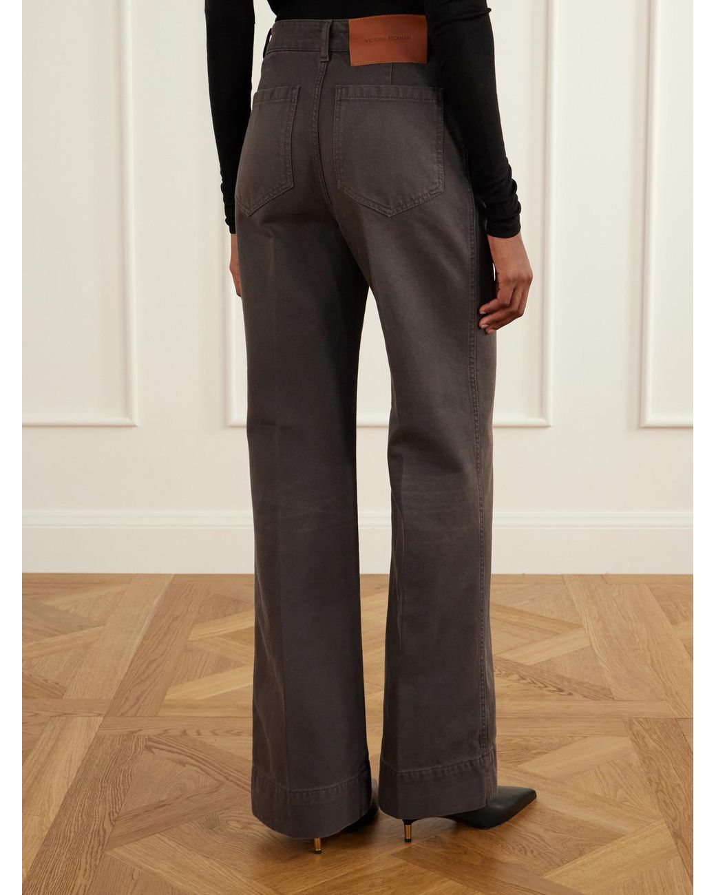 Victoria Beckham Gray Alina High-Rise Flared Jeans