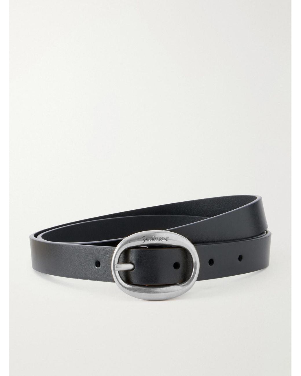 Saint Laurent Black Logo-Engraved Leather Belt