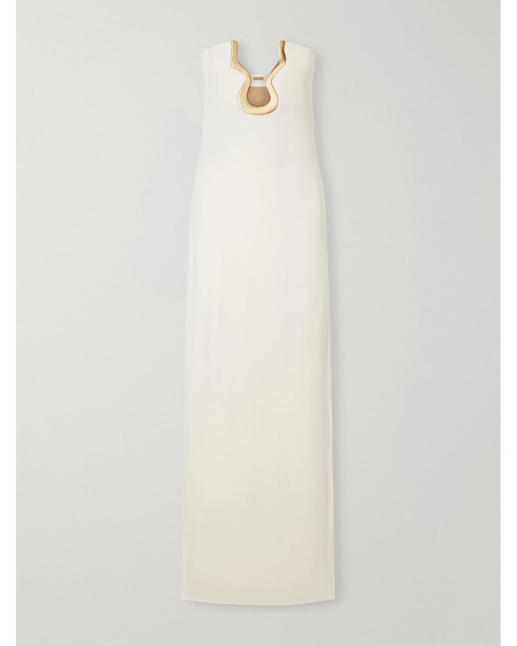 Cult Gaia White Abril Strapless Embellished Stretch-Crepe Maxi Dress