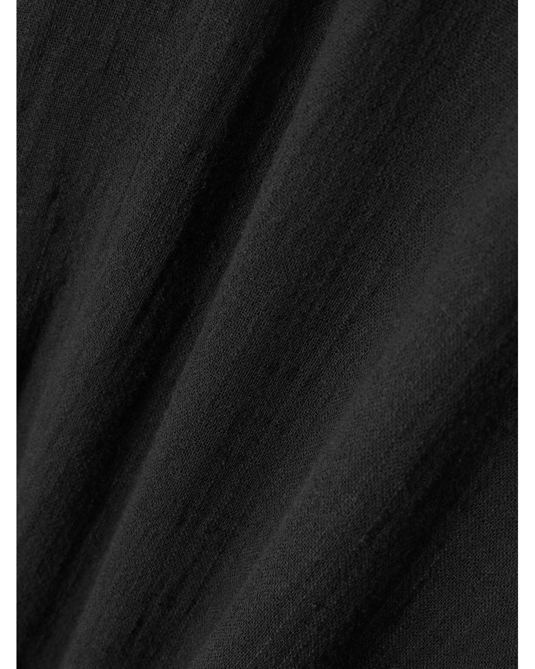 Staud Black Tillie Fringed Cotton-Gauze Mini Dress