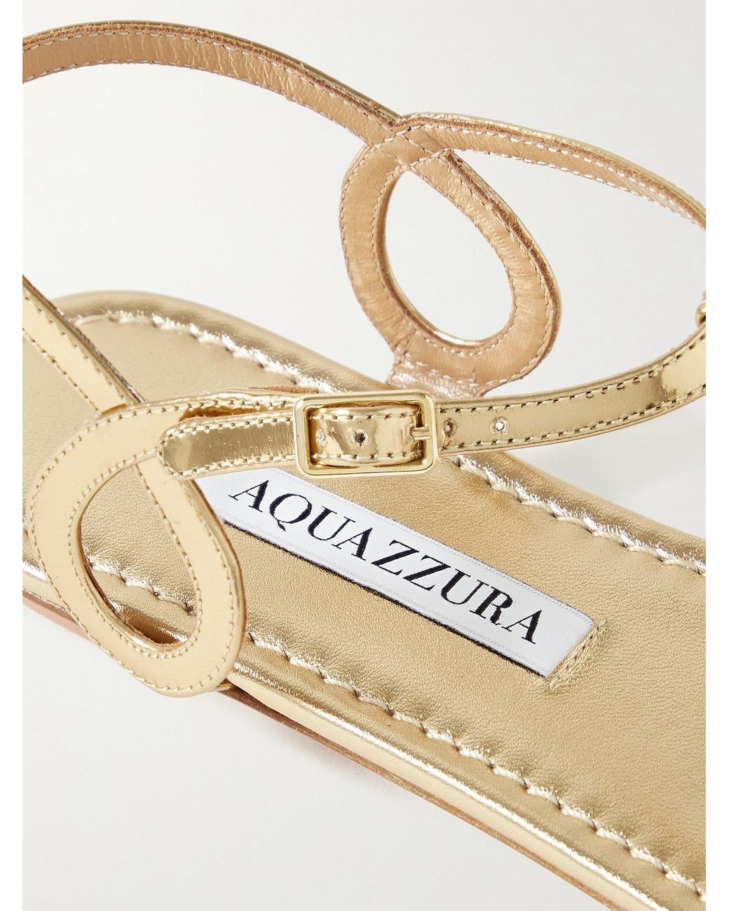 Aquazzura Natural Almost Bare Metallic Leather Sandals