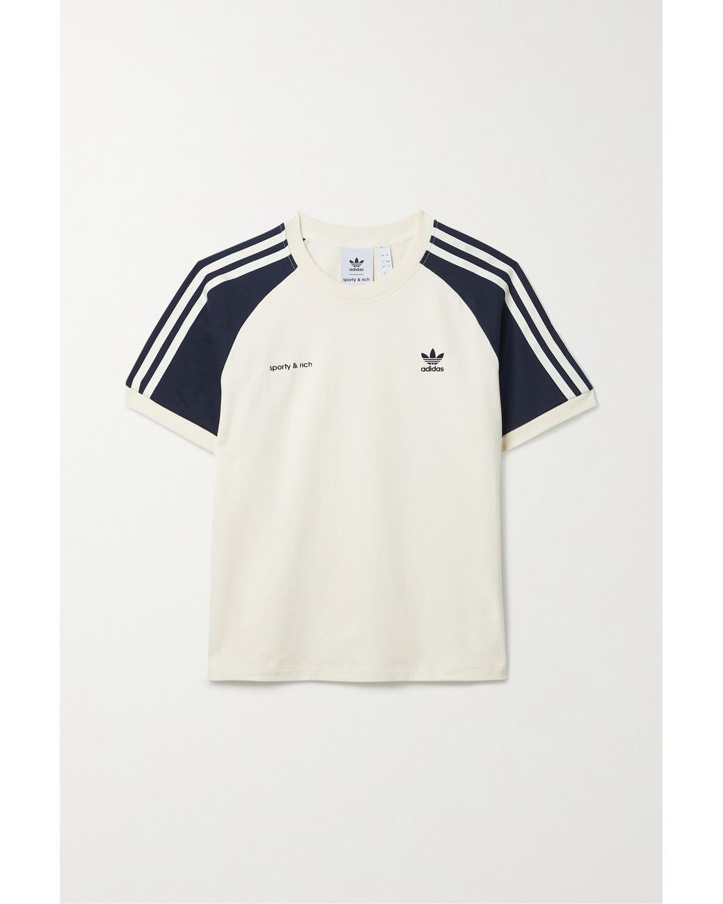 Adidas Originals + Sporty & Rich Two-Tone Cotton-Jersey T-Shirt In Natural  | Lyst Uk