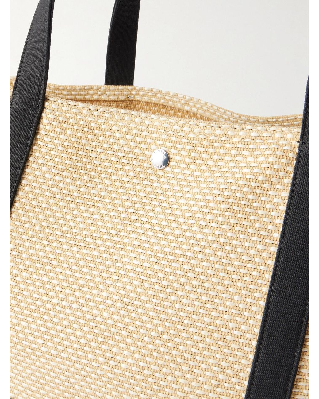 Totême Black Canvas-Trimmed Raffia Tote
