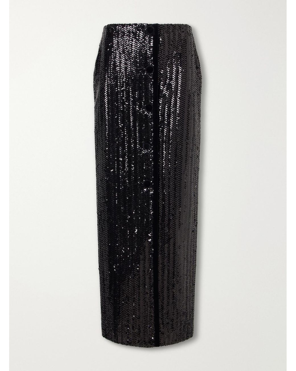 Blazé Milano Black All About You Malaya Sequin-Embellished Maxi Skirt
