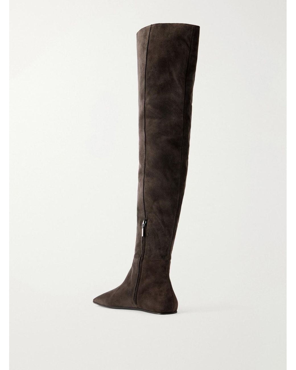 Max Mara Black Maspietra Studded Paneled Suede Over-The-Knee Boots
