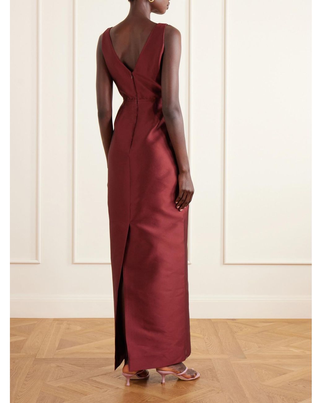 Erdem Bow-Detailed Embroidered Mikado Gown