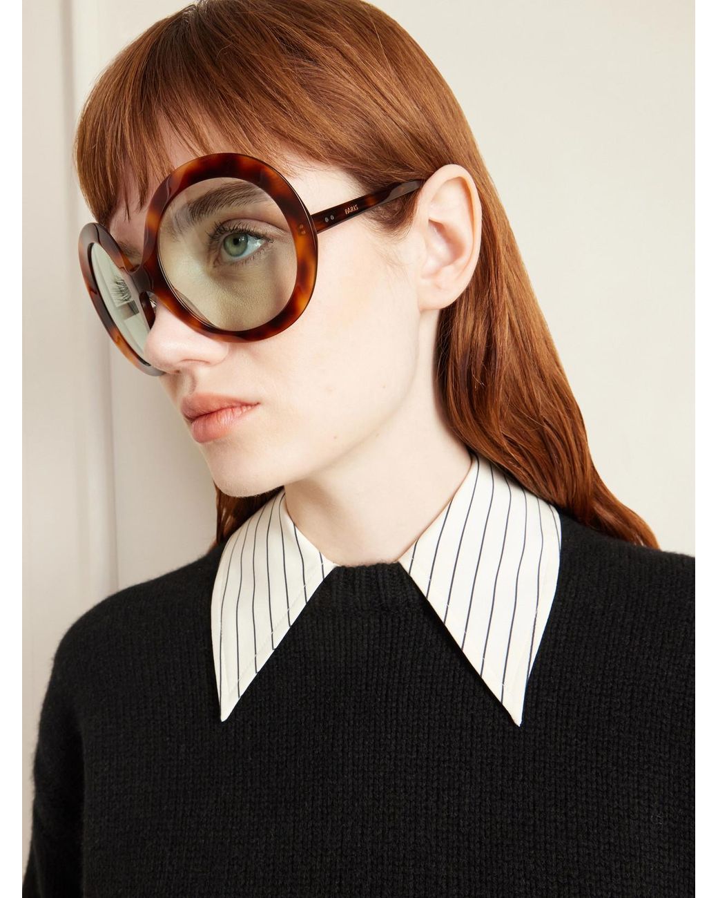 Céline Red Round-Frame Tortoiseshell Acetate Sunglasses