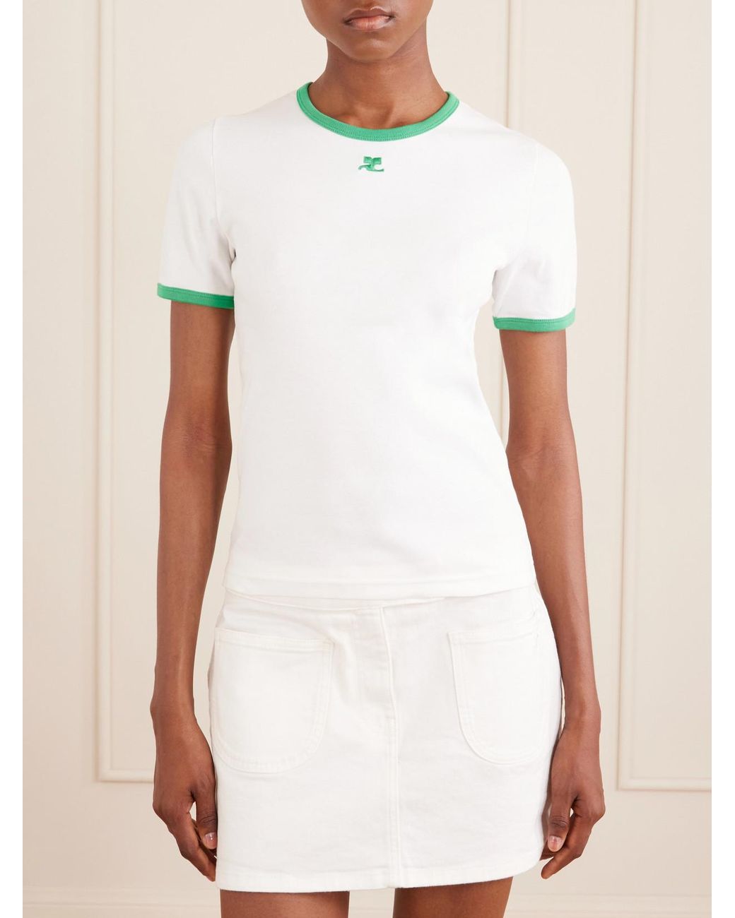Courreges White Logo-Embroidered Cotton-Jersey T-Shirt