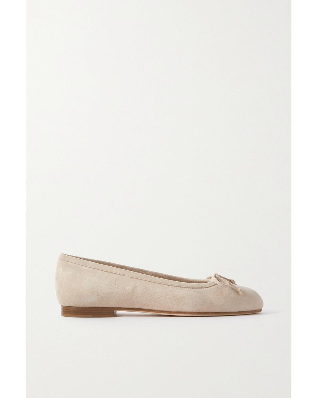 Manolo Blahnik Veralli Bow-detailed Suede Ballet Flats in Natural | Lyst