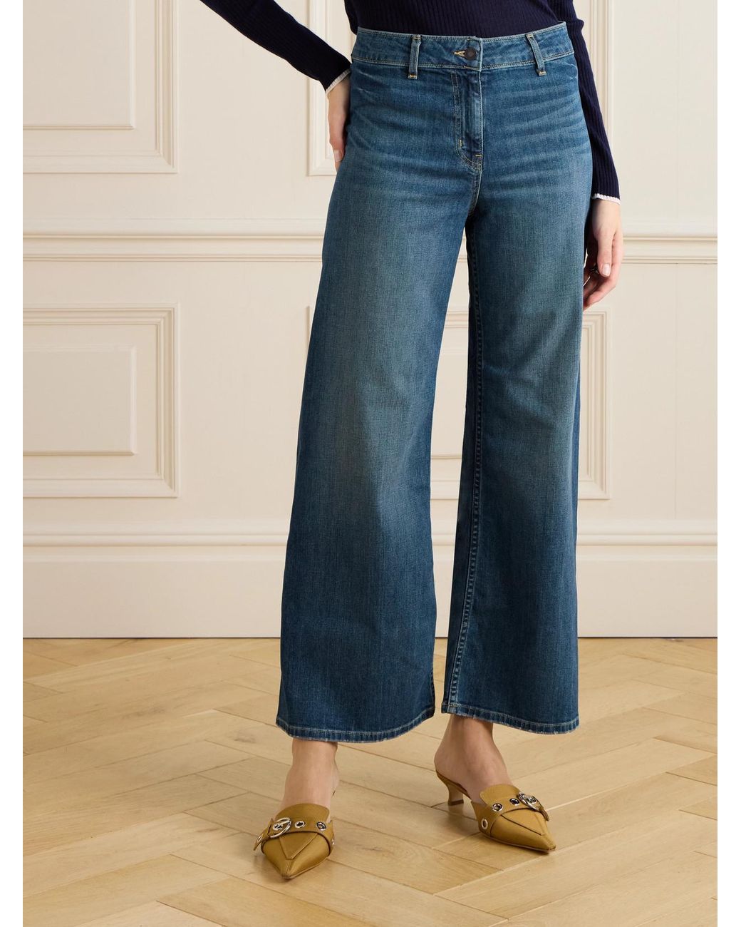 Nili Lotan Blue Megan High-Rise Wide-Leg Jeans