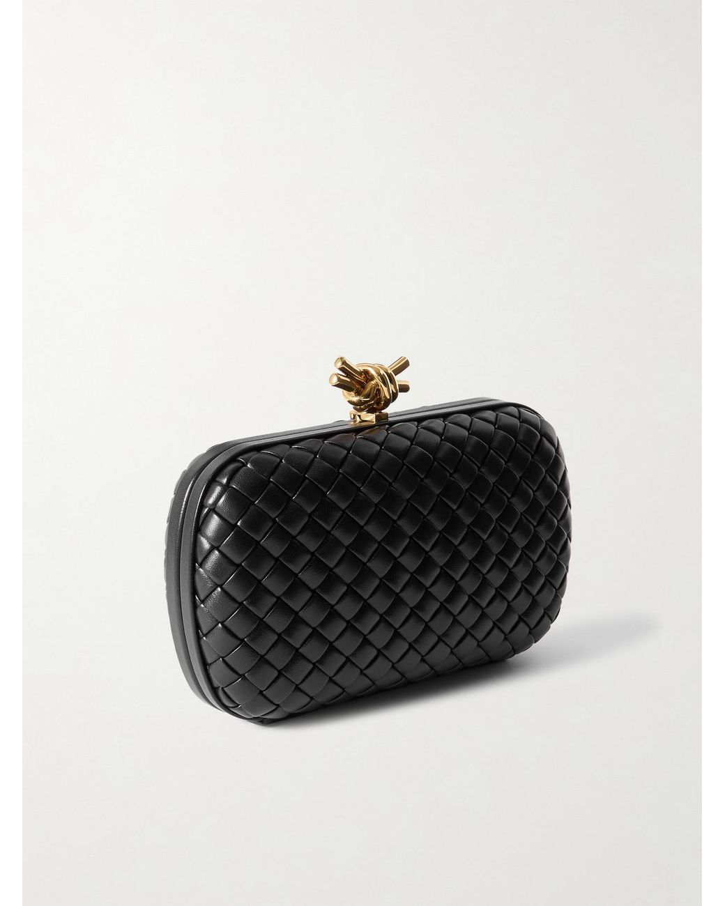 Bottega Veneta Black Knot Padded Intrecciato Leather Clutch