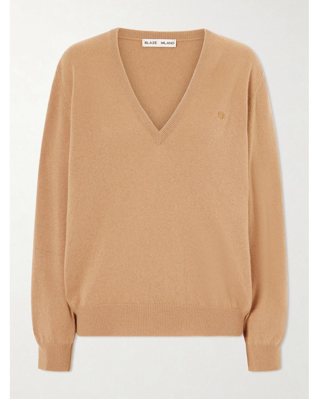 Blazé Milano Natural Highland Embroidered Wool And Cashmere-Blend Sweater