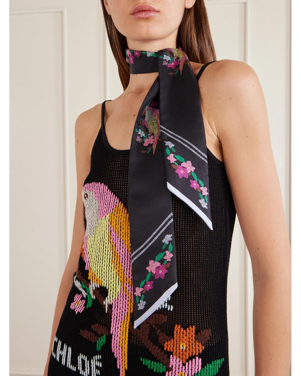 Chloé Blue Printed Silk Scarf