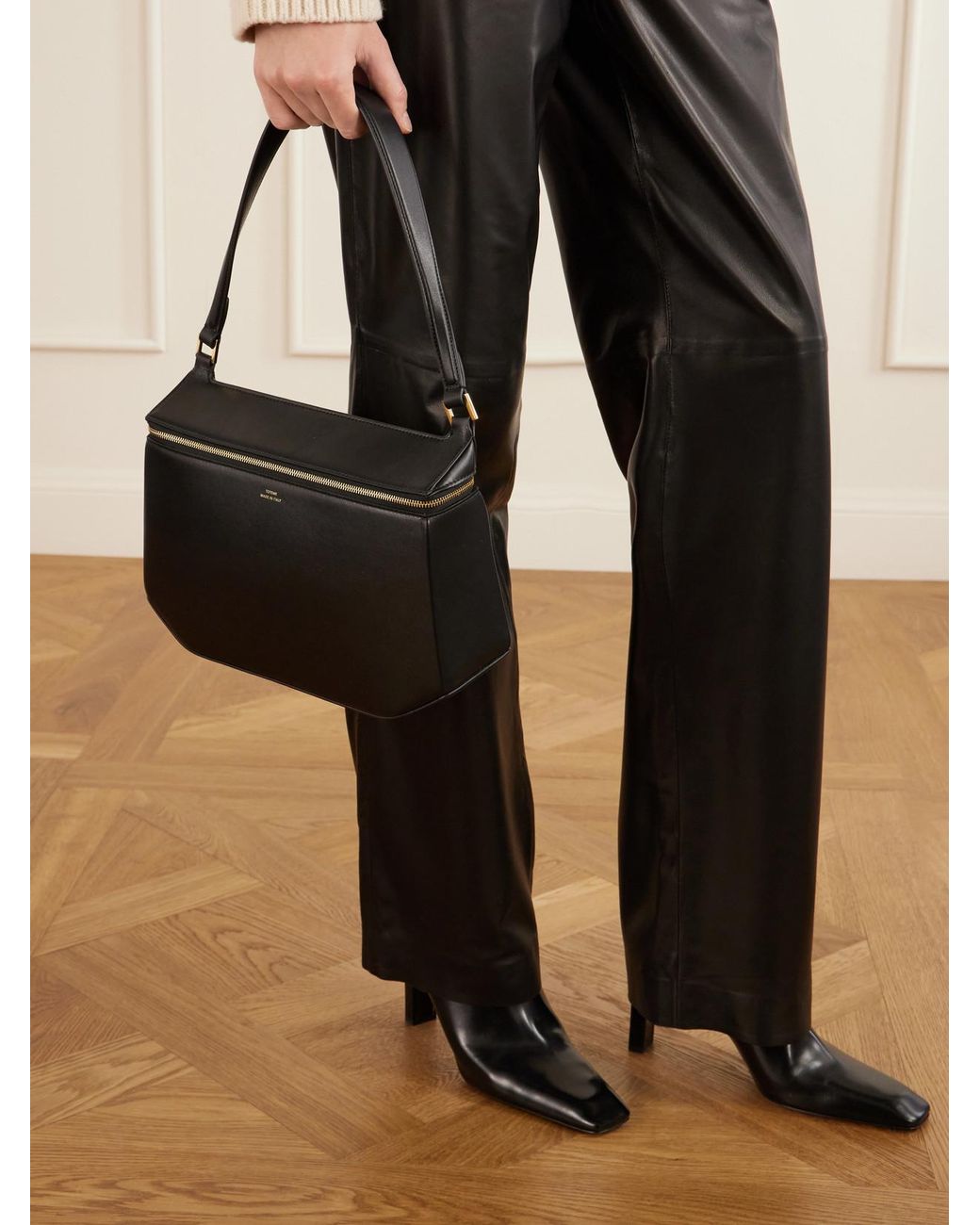 Totême Black Clip Leather Shoulder Bag