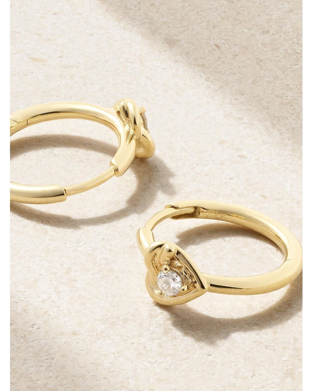 STONE AND STRAND Natural Tie The Knot 9-Karat Diamond Hoop Earrings