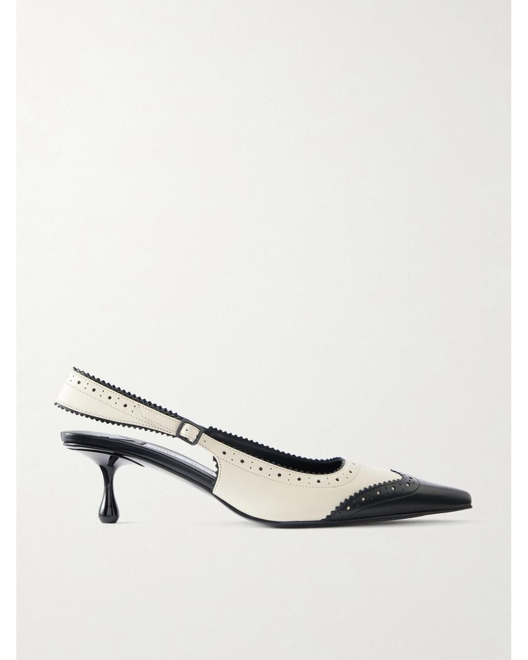 Jimmy Choo White Amel 50 Two-Tone Leather Slingback Pumps