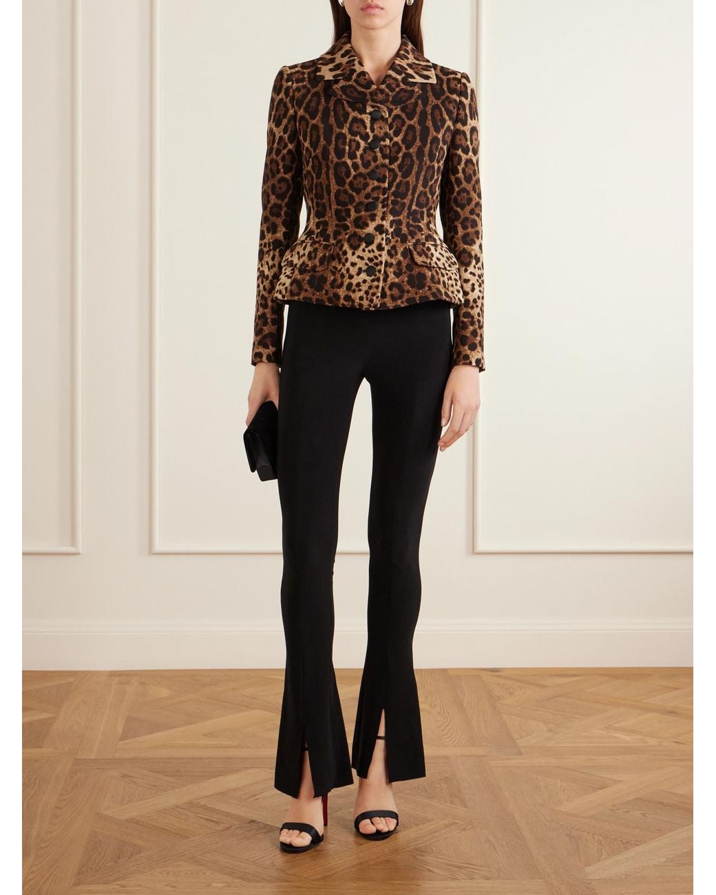 Dolce & Gabbana Brown Leopard-Print Wool Blazer