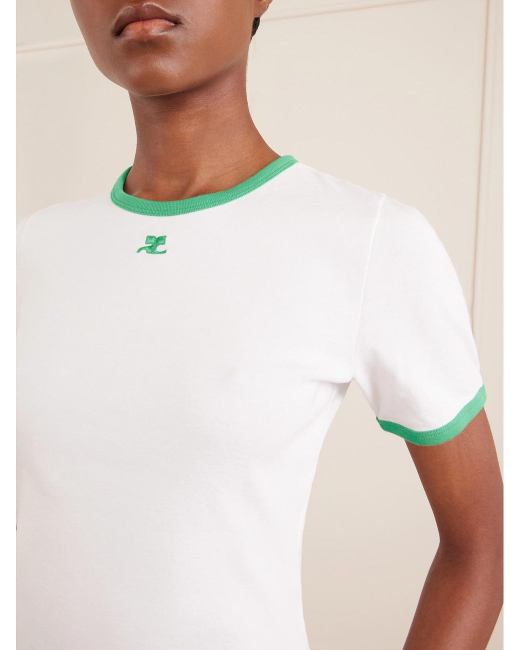 Courreges White Logo-Embroidered Cotton-Jersey T-Shirt