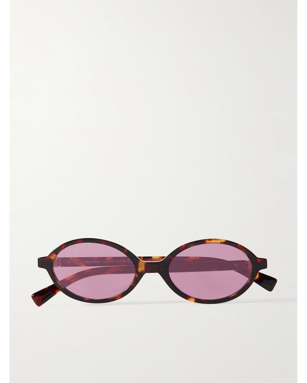Miu Miu Pink Oval-Frame Acetate Sunglasses