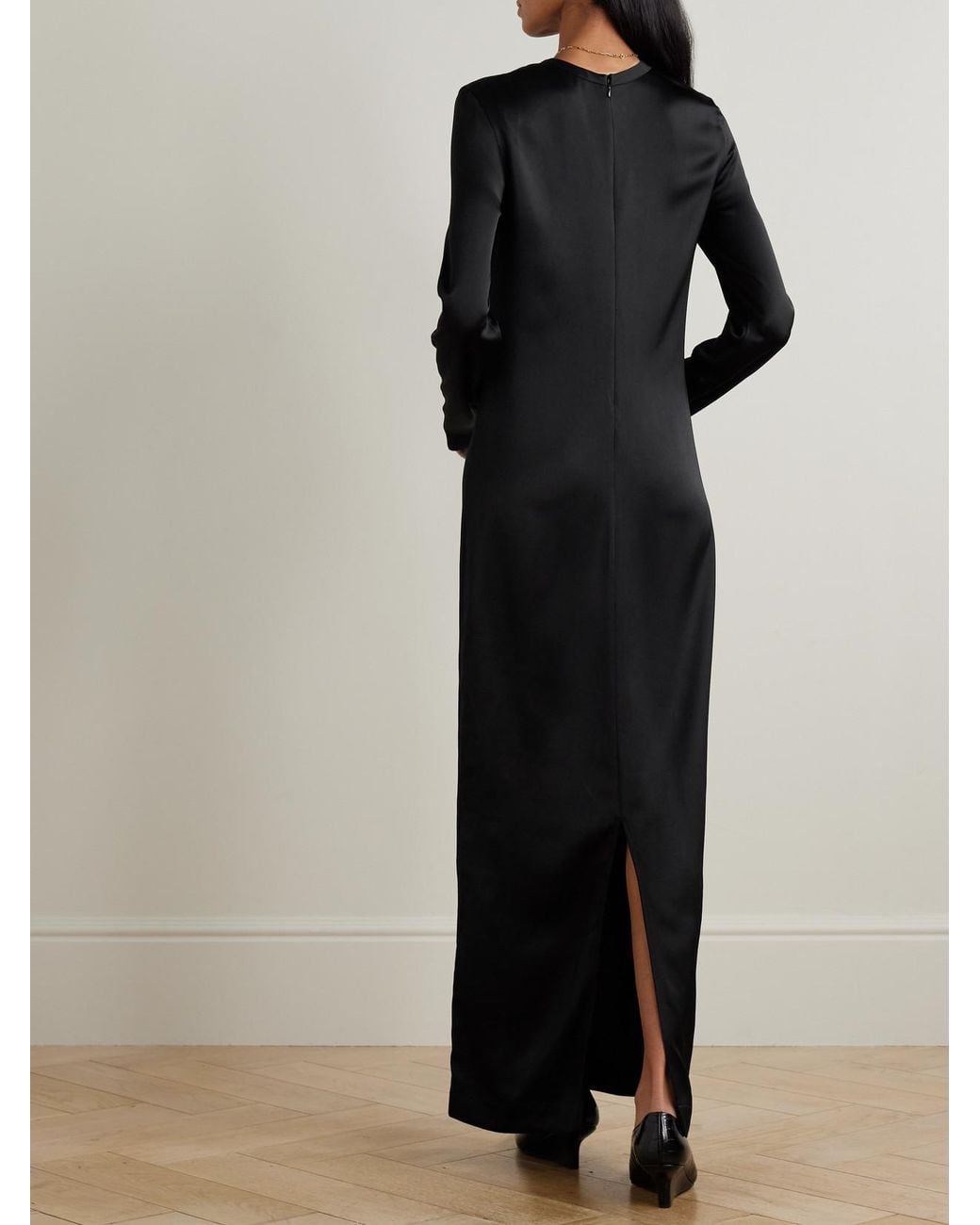 Totême Black Satin Maxi Dress