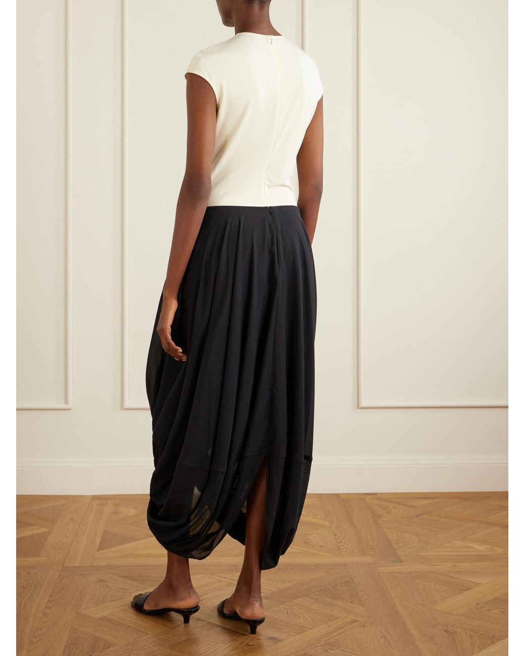 Totême  Black Cocoon Draped Lyocell And Organic Cotton-Blend Maxi Skirt
