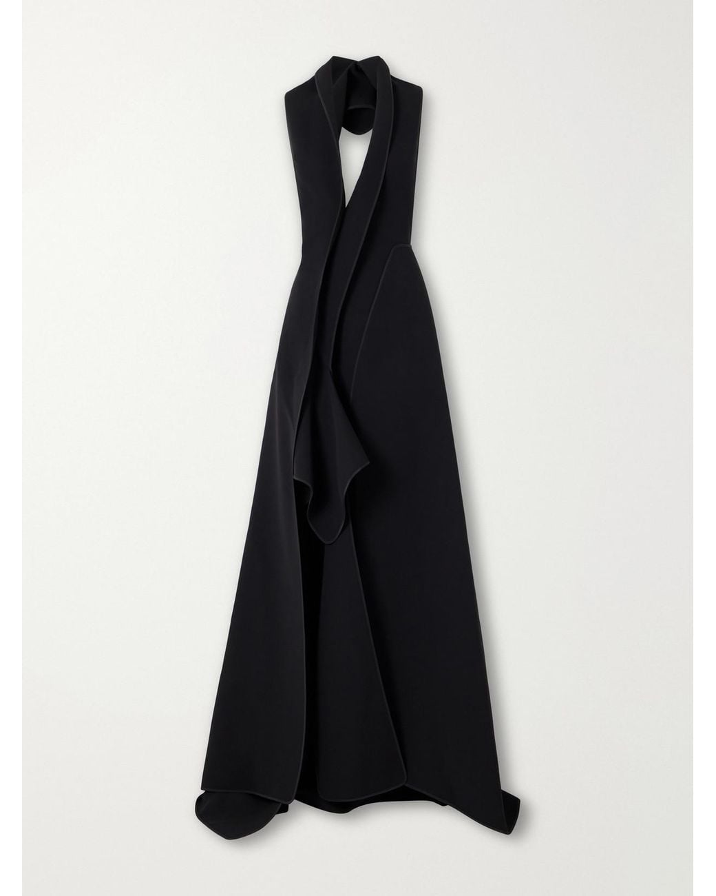 Maticevski Black Allude Halterneck Draped Crepe Gown