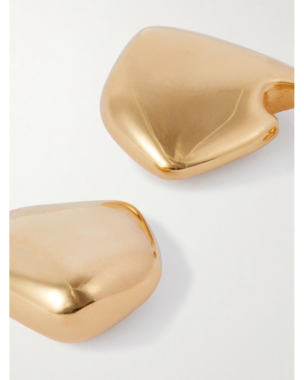Bottega Veneta Natural Tone Hoop Earrings