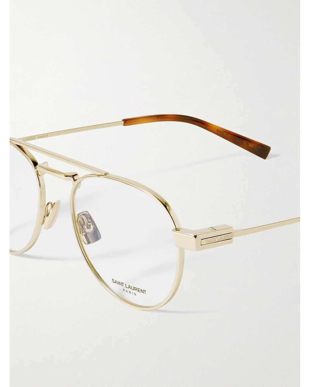 Saint Laurent Natural Aviator-Style-Tone Optical Glasses