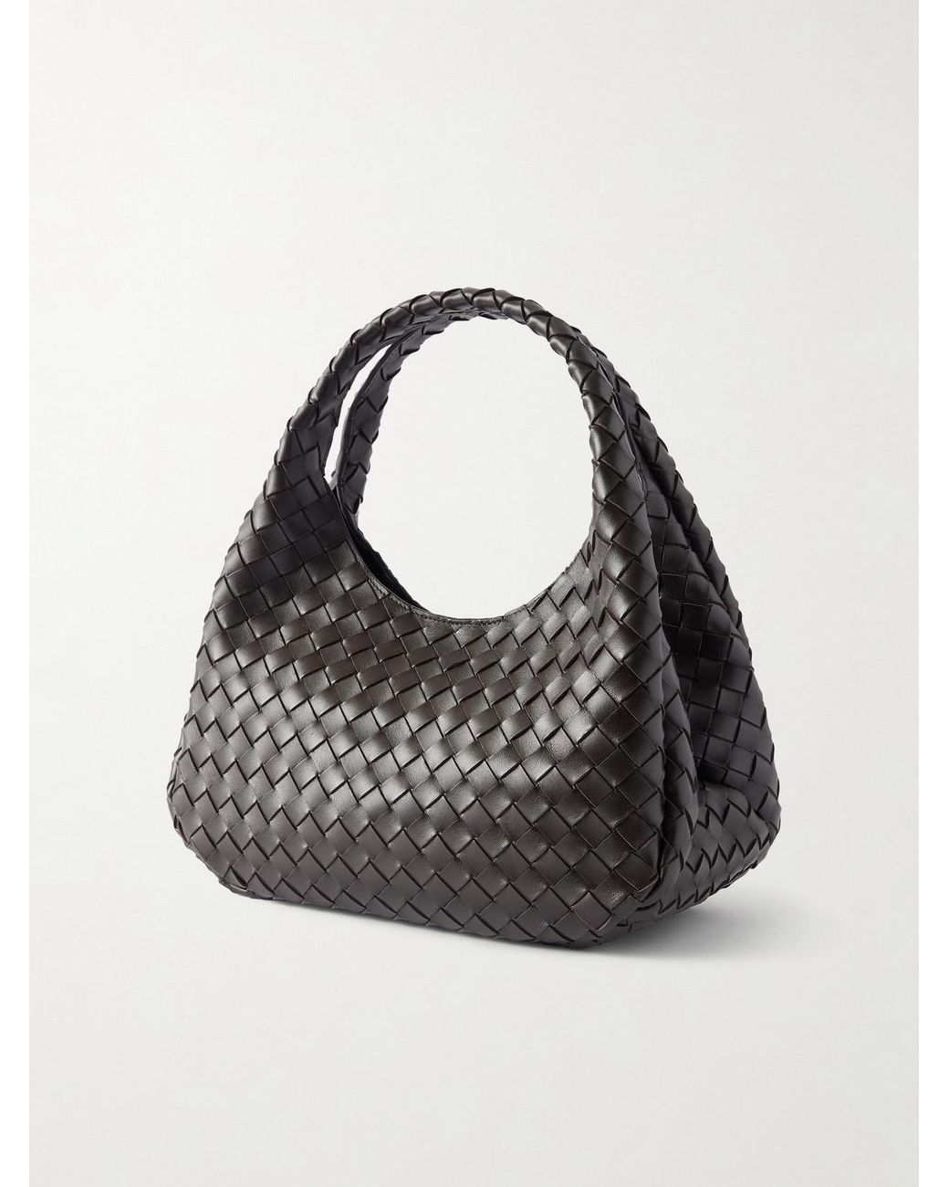 Bottega Veneta Black Campana Small Intrecciato Leather Shoulder Bag