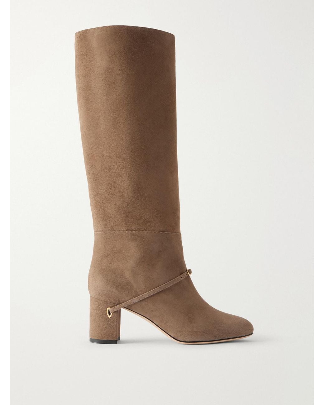 JENNIFER CHAMANDI Brown Sami 65 Buckle-Detailed Suede Knee Boots