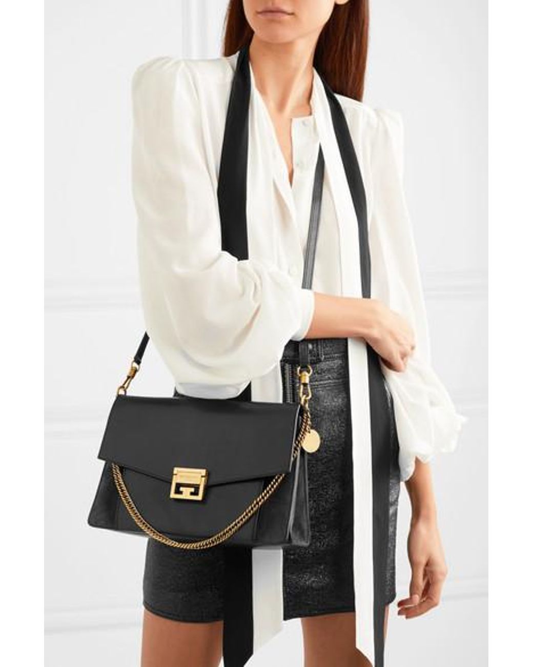 Givenchy Gv3 Medium Leather And Suede Shoulder Bag in Black | Lyst