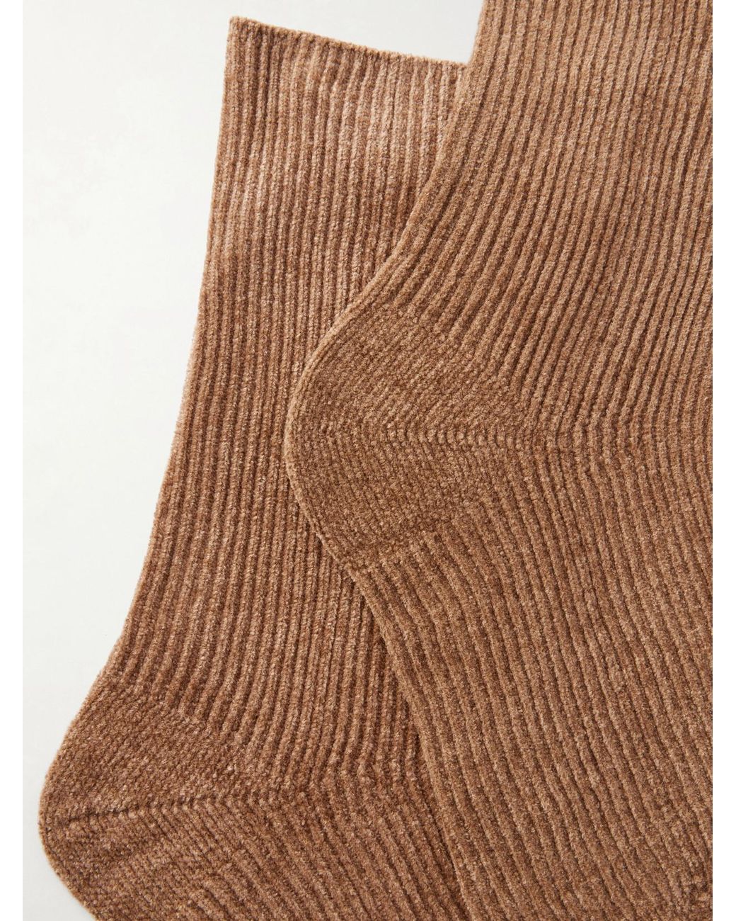 Gabriela Hearst Brown Brio Ribbed Silk Socks