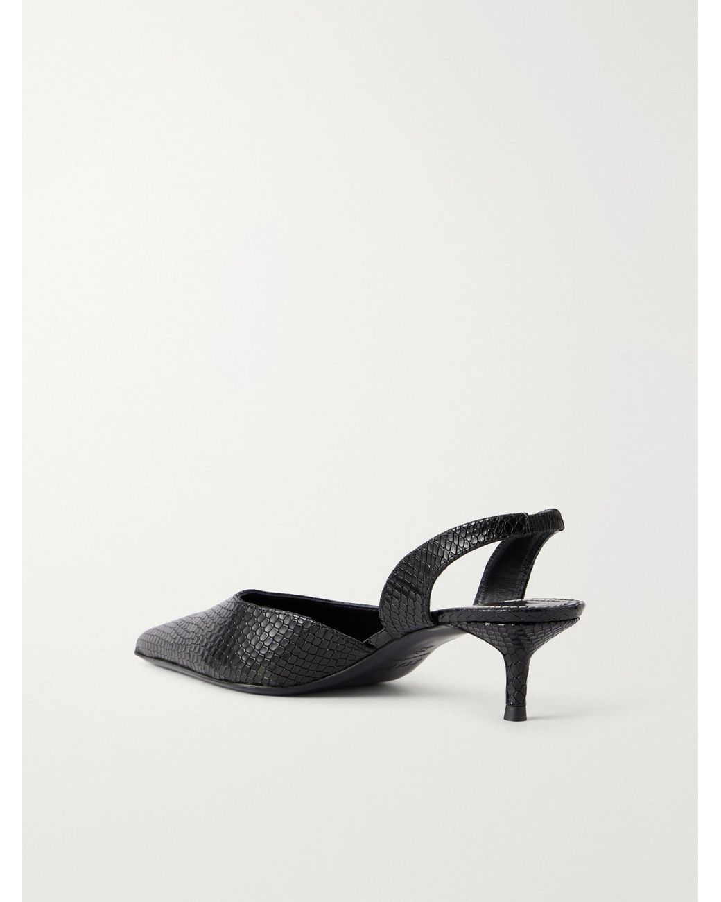 Staud Black Sebastian Snake-Effect Leather Pumps