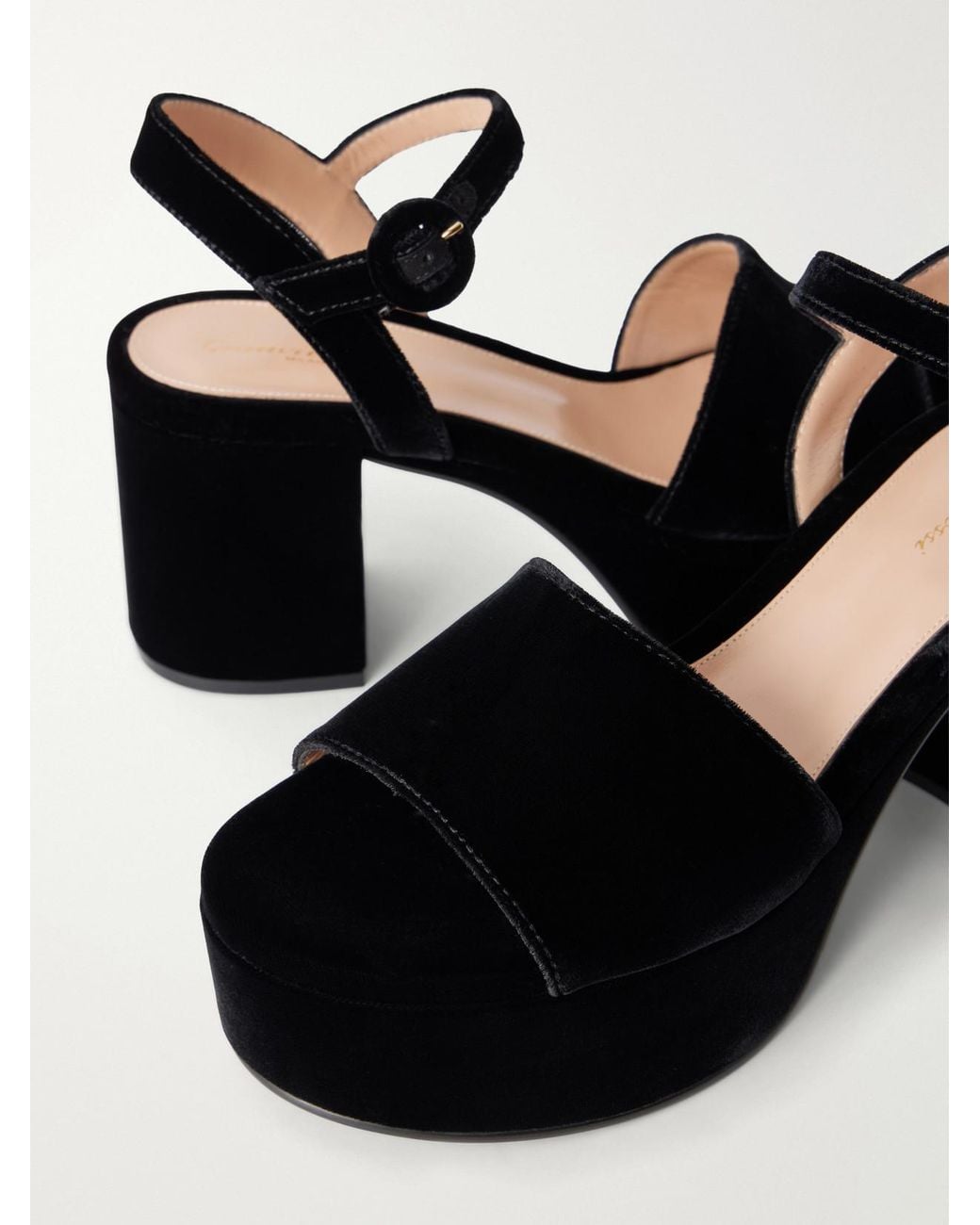 Gianvito Rossi Black Carol 35 Velvet Platform Sandal