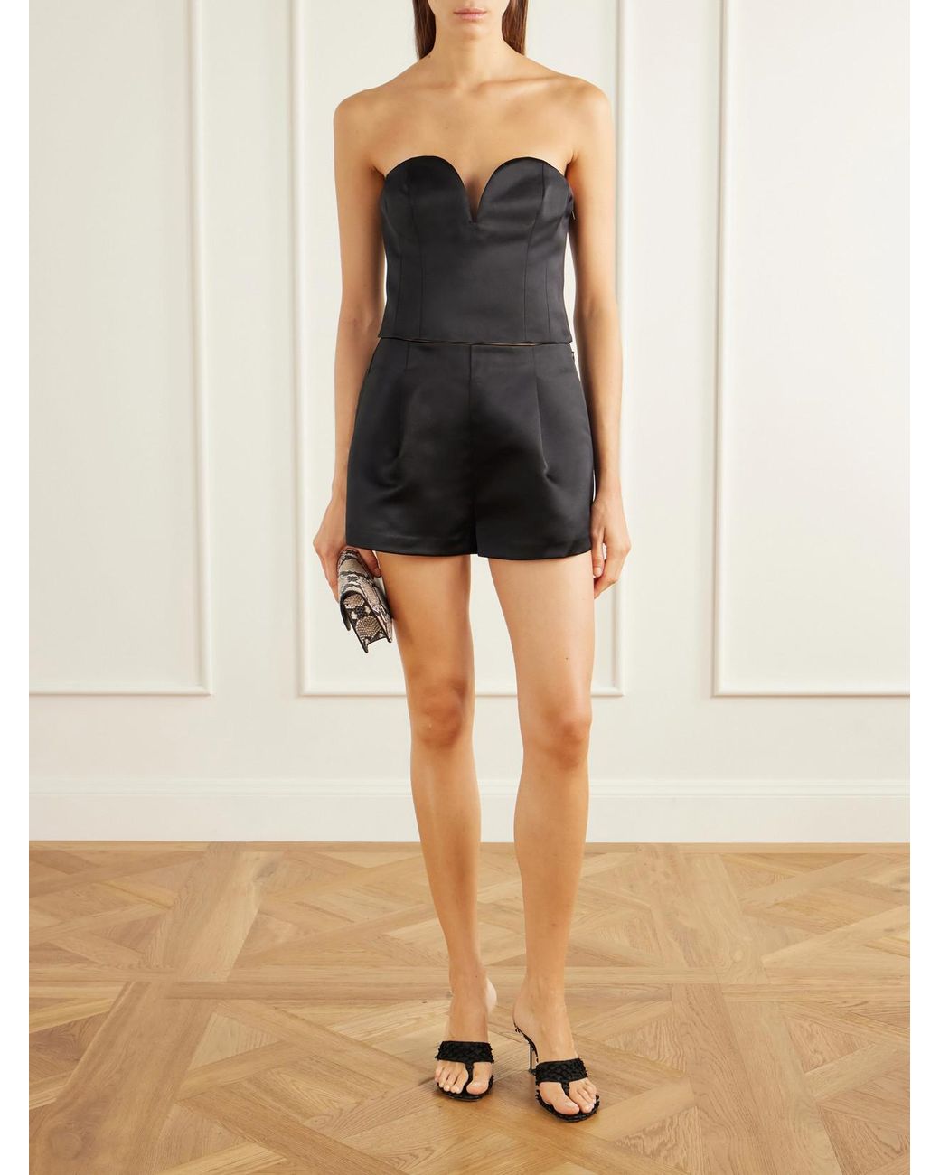 Ulla Johnson Black Ottavia Bustier Duchesse-Satin Top