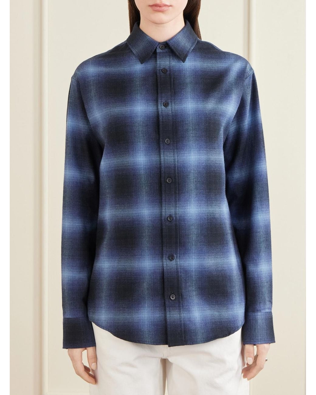 Matteau Blue Checked Cotton-Flannel Shirt