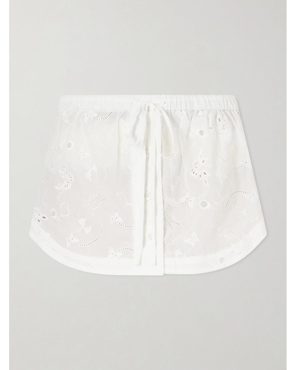 Kiki de Montparnasse White Simone Broderie Anglaise Cotton Mini Skirt