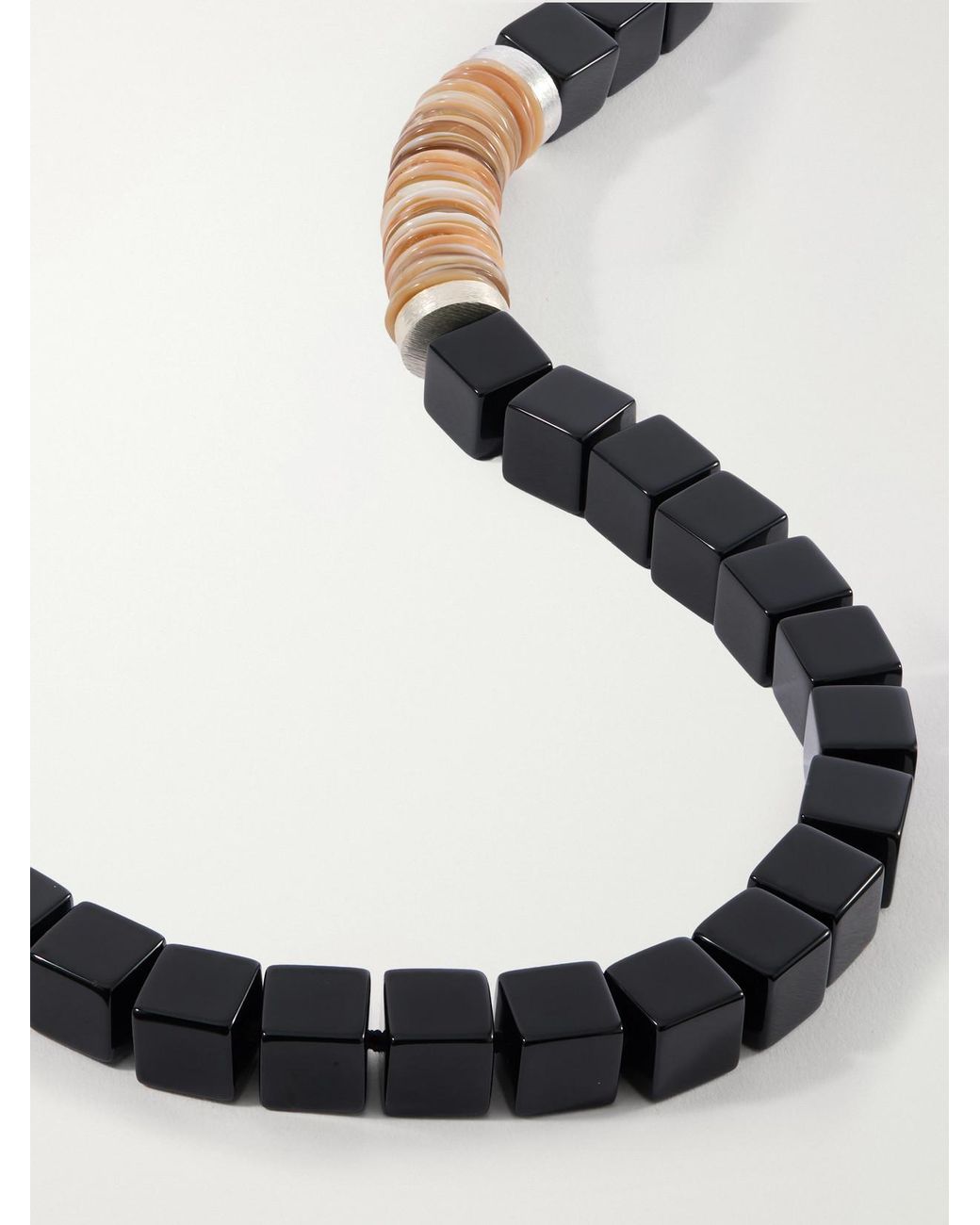 Le Sundial Black Dune Sterling, Onyx And Mother-Of-Pearl Beaded Necklace