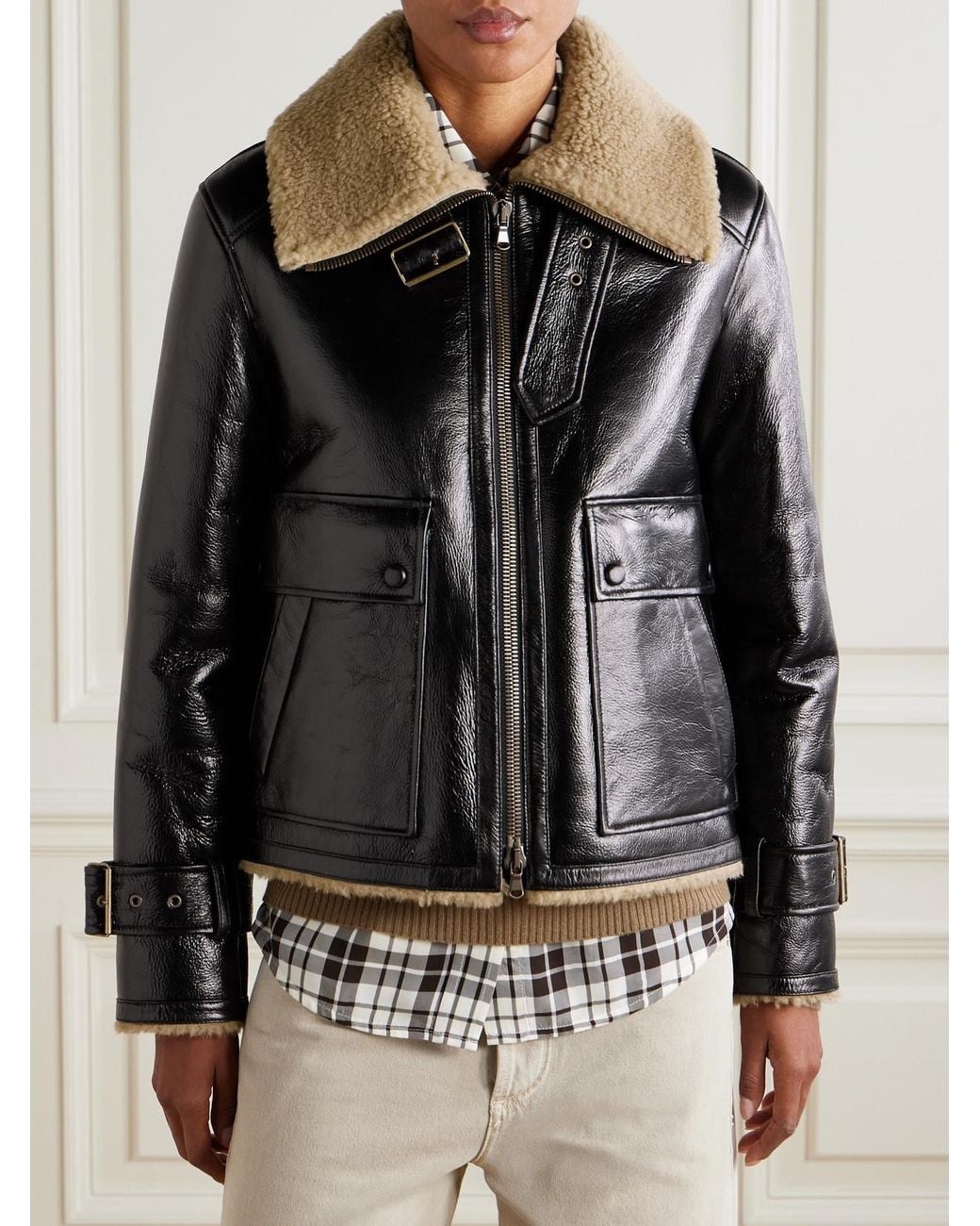 Veronica Beard Black Danika Shearling Jacket