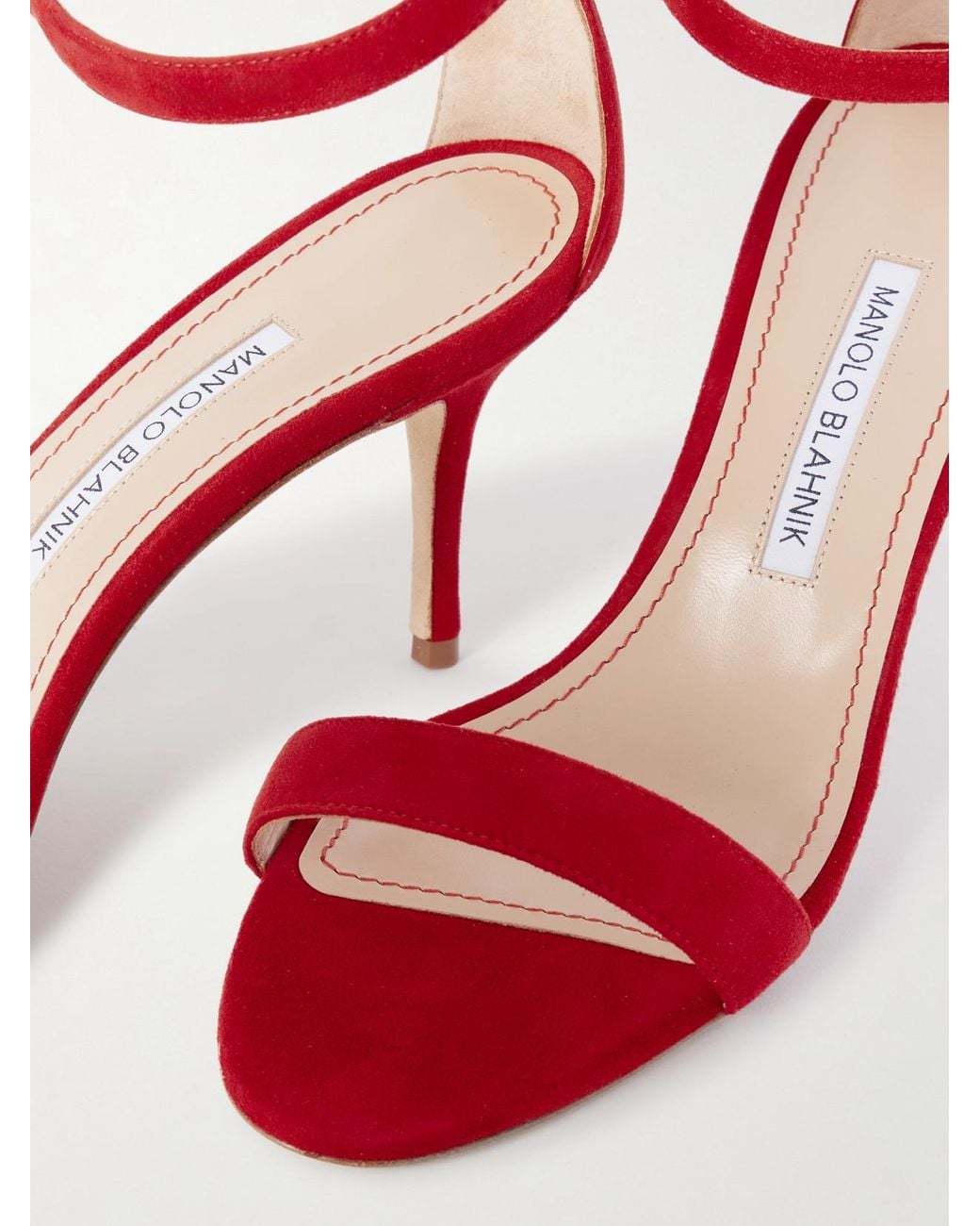 Manolo Blahnik Red Chaos 70 Suede Sandals