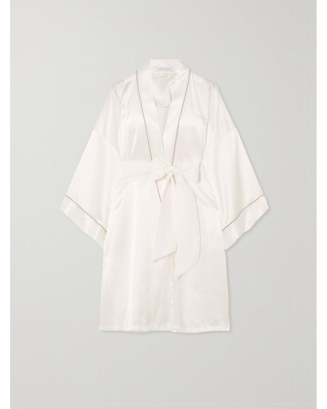 Olivia Von Halle White Mimi Silk-Satin Robe